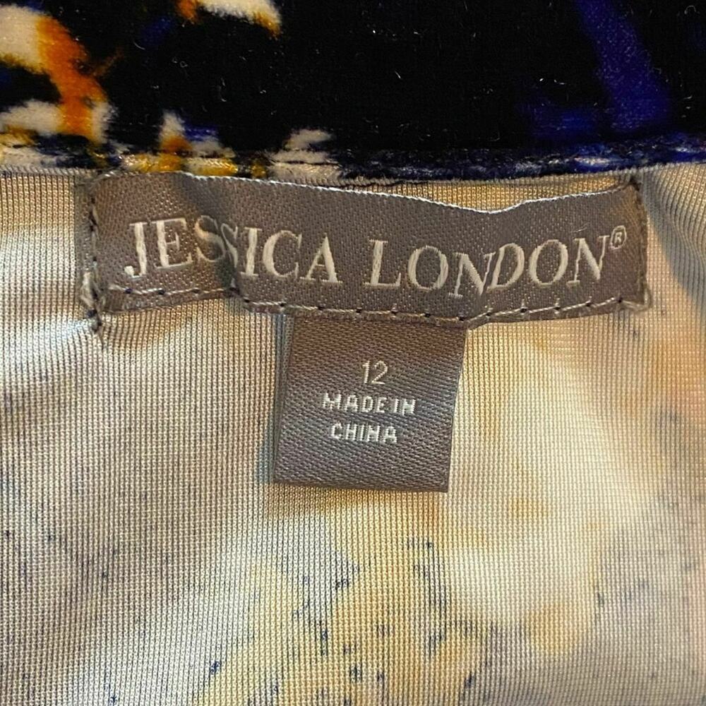 Jessica London High Low Velvet Black Floral Blouse Collared Button Up Size 12 - Picture 2 of 7